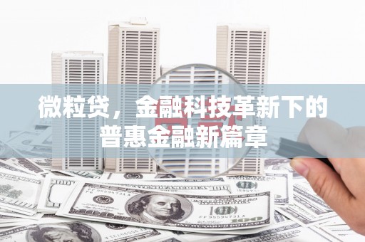 勐海微粒贷，金融科技革新下的普惠金融新篇章