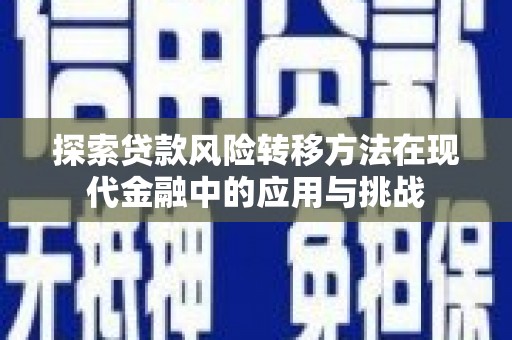 勐海探索贷款风险转移方法在现代金融中的应用与挑战