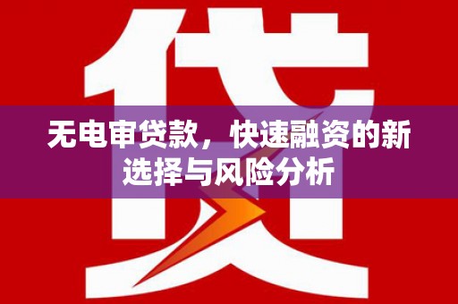 勐海无电审贷款，快速融资的新选择与风险分析