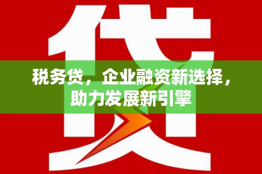 勐海税务贷，企业融资新选择，助力发展新引擎
