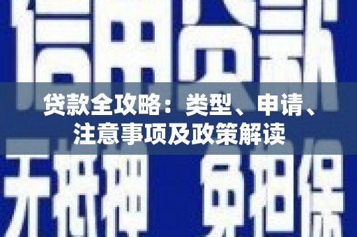 勐海贷款全攻略：类型、申请、注意事项及政策解读
